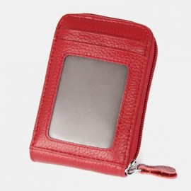 Women Genuine Leather RFID Anti-theft Organ Shape Multi-slot Card Case Card Holder Wallet