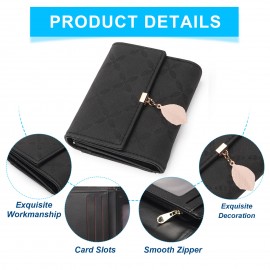 Women Artificial Leather Solid Color Leaves Embossing Wallet Multi-card Slot Coin Storage Wallet
