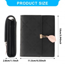 Women Artificial Leather Solid Color Leaves Embossing Wallet Multi-card Slot Coin Storage Wallet