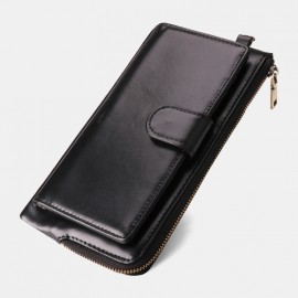 Women RFID Genuine Leather Multi-card Slots Phone Bag Money Clip Wallet