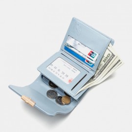 Women Trifold Short Wallet Leaf Line Design Simple Folding Money Clip Multi-card Slot Card Holder