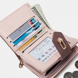 Women Wave Texture PU Leather Zipper Hasp Bifold Wallet Multi-card Slots Card Holder Short Coin Purse