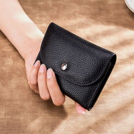 Women Genuine Leather Multifunction Lychee Pattern Coin Bag Small Wallet