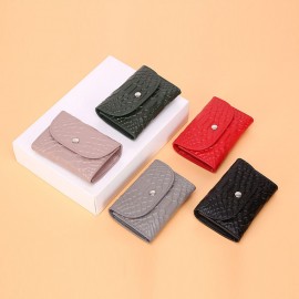 Women Genuine Leather Multifunction Lychee Pattern Coin Bag Small Wallet