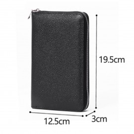 JOSEKO Women Genuine Leather RFID Multifunctional Wallet Multi-compartment Multi-card Slot Long Zipper Wallet