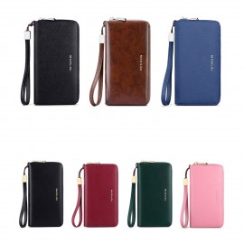 JOSEKO Women Genuine Leather RFID Antimagnetic Wallet Multiple-card Slots Large-capacity Multifunctional Zipper Clutch Bag