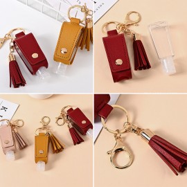 Women Faux Leather Casual Tassel Portable Disinfectant Keychain Pendant Bag Accessory