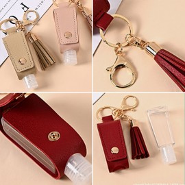 Women Faux Leather Casual Tassel Portable Disinfectant Keychain Pendant Bag Accessory