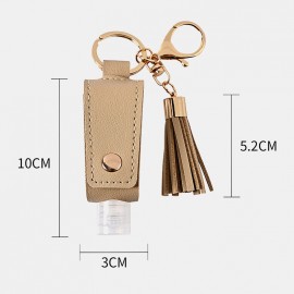 Women Faux Leather Casual Tassel Portable Disinfectant Keychain Pendant Bag Accessory