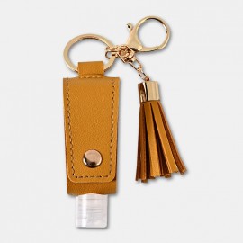 Women Faux Leather Casual Tassel Portable Disinfectant Keychain Pendant Bag Accessory