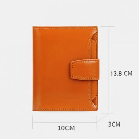 Women Genuine Leather Bifold Short RRFID Anti-magnetic Wallet 17 Card Slot Card Case Coin Purse