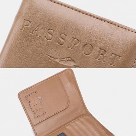 Unisex Genuine Leather RFID Multifunction Multi-card Slot Travel Passport Bag Wallet With Elastic Strap