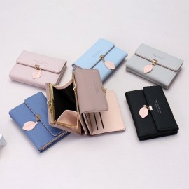 Women Artificial Leather Elegant Multi-compartment Wallet Large Capacity Durable Bi-fold Purse