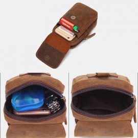 Men Genuine Leather Multi-slots Retro Multifunctional Wallet Phone Bag Waist Bag