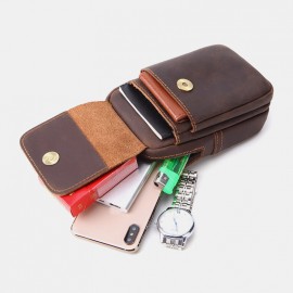 Men Genuine Leather Multi-slots Retro Multifunctional Wallet Phone Bag Waist Bag