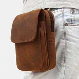 Men Genuine Leather Multi-slots Retro Multifunctional Wallet Phone Bag Waist Bag