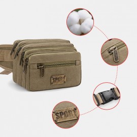 Men Waterproof Multi-pocket Waist Bag Canvas Large Capacity Multi-purpose Phone Bag Chest Bag Crossbody Bag Shoulder Bag