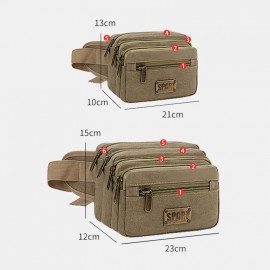 Men Waterproof Multi-pocket Waist Bag Canvas Large Capacity Multi-purpose Phone Bag Chest Bag Crossbody Bag Shoulder Bag