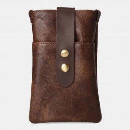 Men PU Waterproof Long Waist Bag Vintage 5.5/6.4 Inch Phone Bag Belt Bag