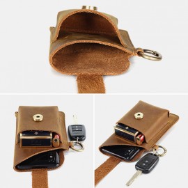 Men First Layer Cowhide Wear Resistant Clasp Waist Bag Retro 6.5 Inch Phone Bag Belt Bag