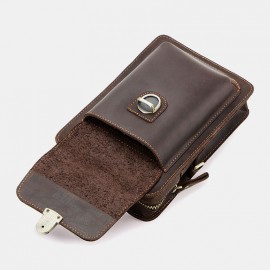 Men Genuine Leather Retro Casual Outdoor Multi-carry Phone Bag Crossbody Bag Waist Bag For 5.8 Inch Phone