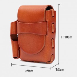 Men Genuine Leather Cigaret Case Storage Bag Retro Waterproof Waist Bag Belt Bag