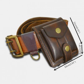 Men Genuine Leather Bifold Multi-card Slot Card Holder Vintage EDC Coin Bag Belt Sheath Wallet Waist Bag