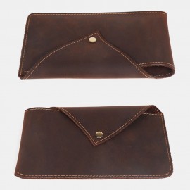 Men Horizontal Envelope-shape Belt Bag Retro Casual Sport 6.5 Inch Phone Bag Cowhide Waist Bag