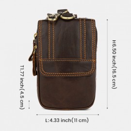 Men Multifunctional Large Capacity 6.3 Inch Phone Bag Genuine Leather Waist Bag Wear-resistant Belt Bag With Hook