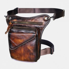 Men Genuine Leather Multi-Carry Retro 8 Inch Outdoor Phone Camera Waist Bag Crossbody Bag