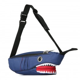 Unisex Canvas Shark Shape Multi-pocket Chest Bag Cartoon Casual Super Soft Large Capacity Multifunction Messenger Crossbody Bags Shoulder Bag