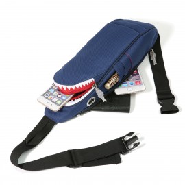 Unisex Canvas Shark Shape Multi-pocket Chest Bag Cartoon Casual Super Soft Large Capacity Multifunction Messenger Crossbody Bags Shoulder Bag