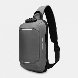 Men Oxford Password Lock Anti-theft Reflective Strip Design Waterproof Multi-pockets Crossbody Sling Bag Chest Bag