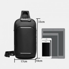 Men Oxford Password Lock Anti-theft Reflective Strip Design Waterproof Multi-pockets Crossbody Sling Bag Chest Bag