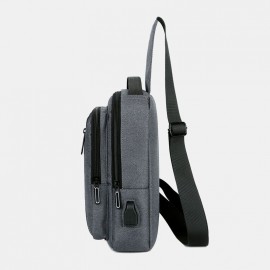 Men USB Charging Multi-pocket Chest Bag Oxford Non-slip Wear-resistant Waterproof Casual Shoulder Bag Crossbody Bags