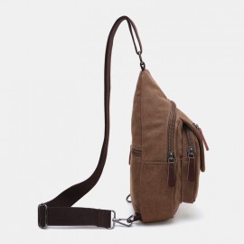 Men Retro Canvas High Capacity Chest Bag Casual Wear Resisting Waterproof Crossbody Bag Shoulder Bag