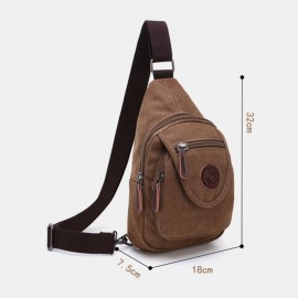 Men Retro Canvas High Capacity Chest Bag Casual Wear Resisting Waterproof Crossbody Bag Shoulder Bag