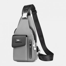 Men Oxford USB Charging Headphone Hole Design Chest Bag Multifunction Multi-pocket Waterproof Crossbody Shoulder Bag