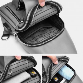 Men Oxford USB Charging Headphone Hole Design Chest Bag Multifunction Multi-pocket Waterproof Crossbody Shoulder Bag