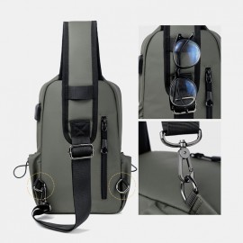 Men Waterproof Wear-resisting USB Charging Chest Bag Multi-pocket Anti-theft Crossbody Shoulder Bag