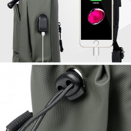 Men Waterproof Wear-resisting USB Charging Chest Bag Multi-pocket Anti-theft Crossbody Shoulder Bag