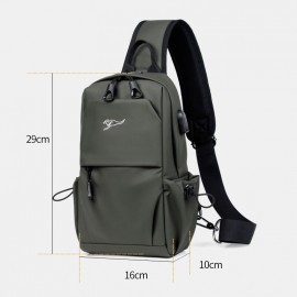 Men Waterproof Wear-resisting USB Charging Chest Bag Multi-pocket Anti-theft Crossbody Shoulder Bag