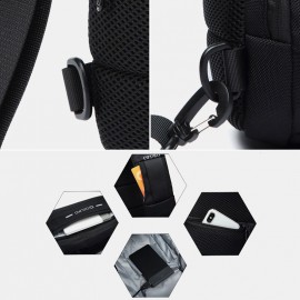 Men Oxford Password Lock Anti-theft Waterproof Reflective Design Crossbody Bag Multi-compartments USB Charging Chest Bag