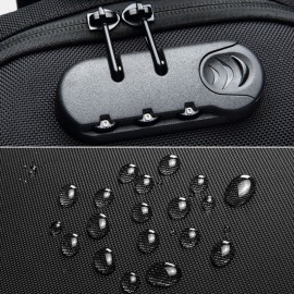 Men Oxford Password Lock Anti-theft Waterproof Reflective Design Crossbody Bag Multi-compartments USB Charging Chest Bag