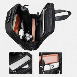 Men USB Charging Anti-theft Code Lock Chest Bag Multi-function Large Capacity Outdoor Travel Crossbody Bag