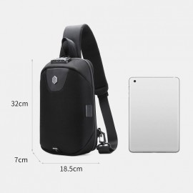 Men USB Charging Anti-theft Code Lock Chest Bag Multi-function Large Capacity Outdoor Travel Crossbody Bag