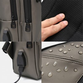 Men Polyester Multi-carry  Medium Capacity With USB Charging Chest Bag Shoulder Bag