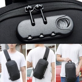 Men Anti-theft USB Charging Multi-Layers Waterproof Crossbody Bag Chest Bag Sling Bag