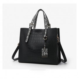 Women Fashion Vintage Stone Crocodile Pattern Ladies Bag Solid Handbag Shoulder Bag