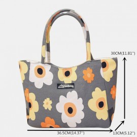 Women Large Capacity Waterproof Flower Stripe Handbag Tote